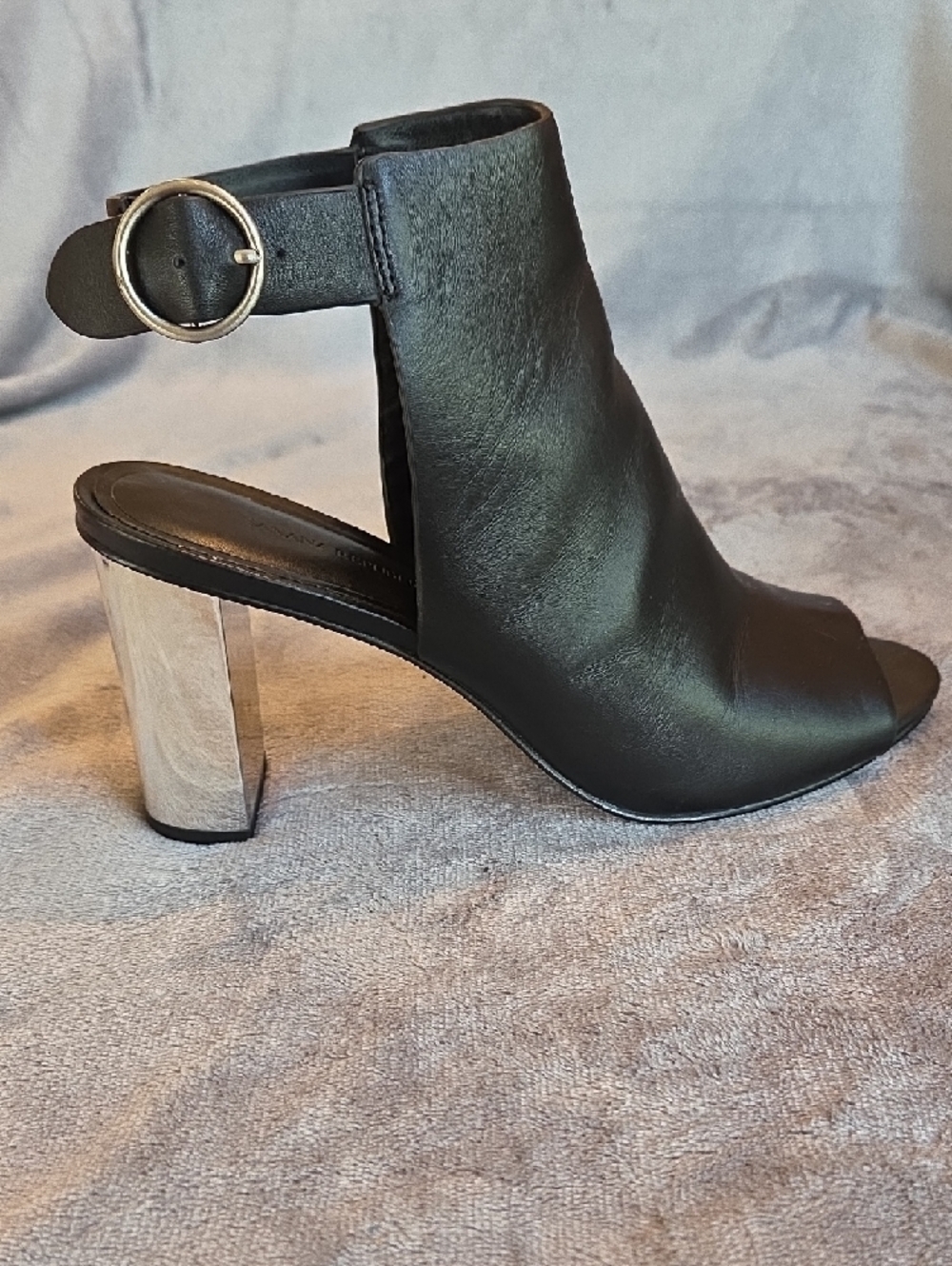 Banana Republic Black Peep-Toe Slingback Heels with Mirrored Block Heel